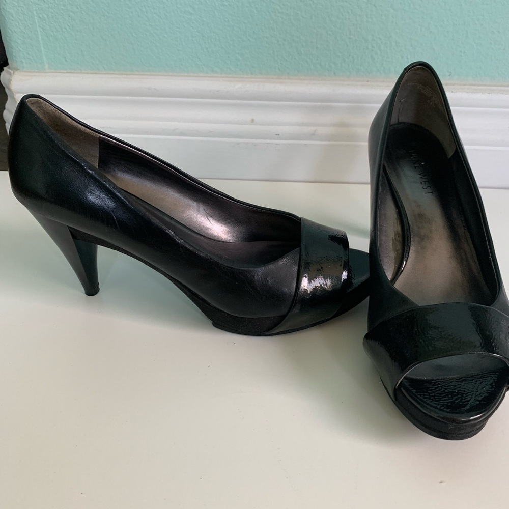 Nine West Black Peep Toe Heels